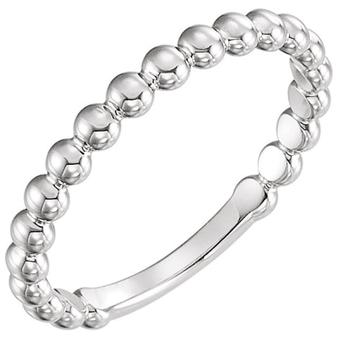 14k White Gold 2.5mm Stackable Bead Ring, Size 7