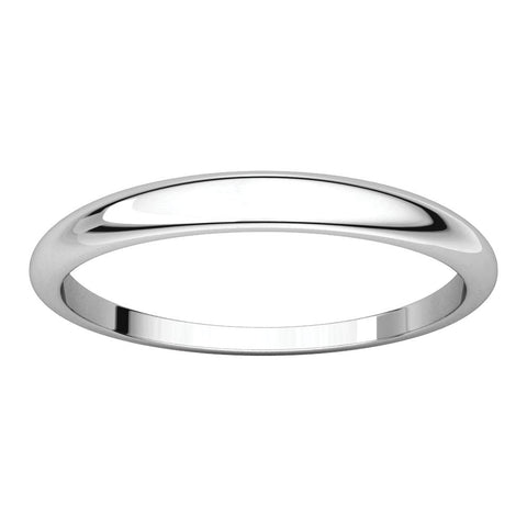 14k White Gold 2.5mm Half Round Tapered Band, Size 6