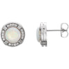 14k White Gold Opal & 1/6 ctw. Diamond Earrings