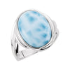 Genuine Larimar Ring in Sterling Silver ( Size 8 )
