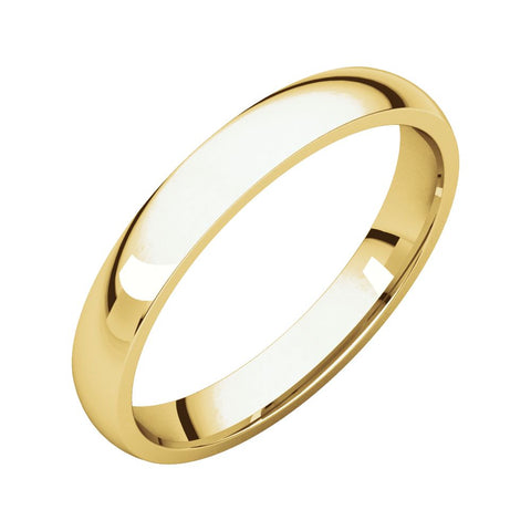 10k Yellow Gold 3mm Light Comfort Fit Band, Size 6.5
