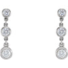 14k White Gold Cubic Zirconia Three-Stone Bezel Set Earrings