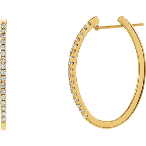 14k Yellow Gold 1/2 CTW Diamond Hoop Earrings