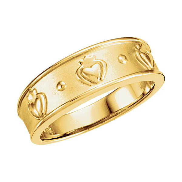 14k Yellow Gold 8.25mm Men's Claddagh Band, Size 11