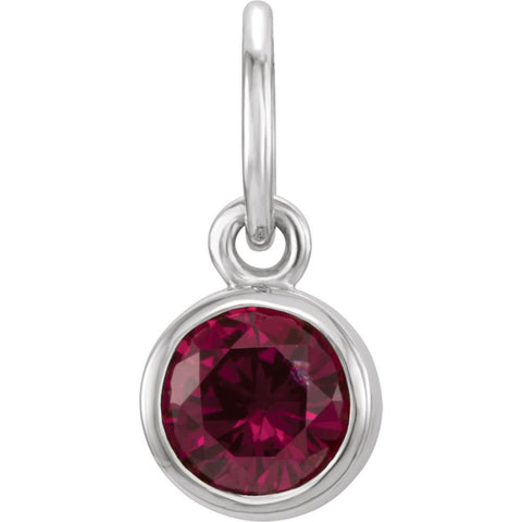 Sterling Silver Imitation Garnet Birthstone Charm