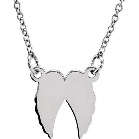 14k White Gold Angel Wings 16-18" Necklace