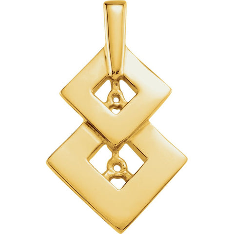 14k Yellow Gold Double Diamond Shape Pendant