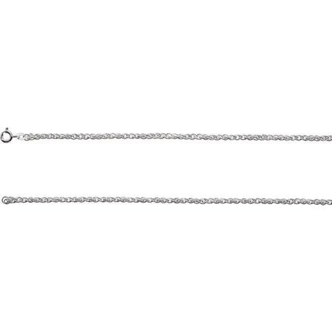 Sterling Silver 2mm Rope 16-inch Chain with Spring Ring
