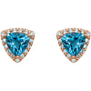 14k Rose Gold Swiss Blue Topaz & .08 CTW Diamond Earrings