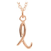 Letter "L" Lowercase Script Initial Necklace (18 Inch) in 14K Rose Gold