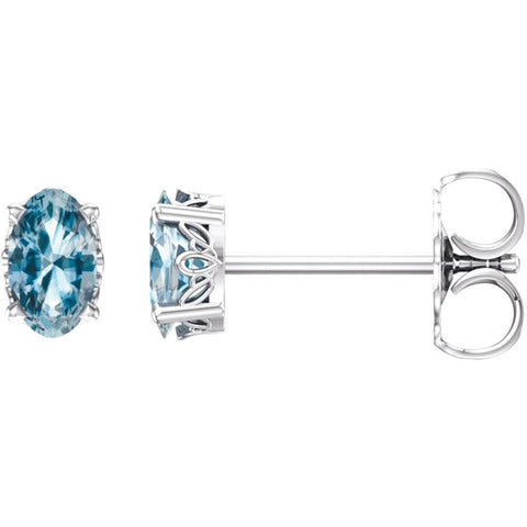 14k White Gold Sky Blue Topaz Earrings