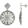 Filigree Design Earrings in Sterling Silver & 14K White Gold