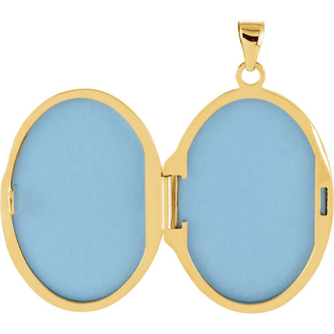 14k Yellow Gold & White Oval Locket