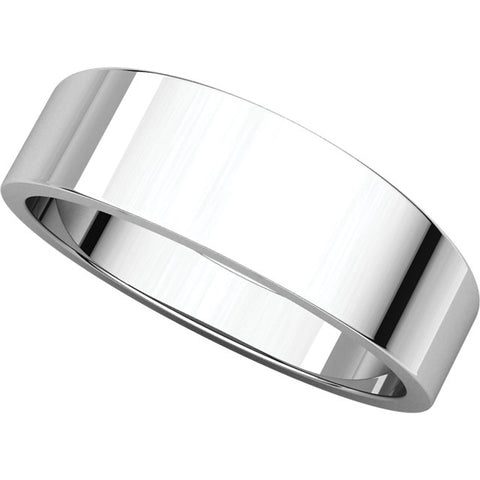 14k White Gold 6mm Flat Tapered Band, Size 8.5