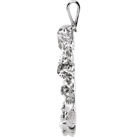 14k White Gold 33x19mm Nugget Pendant