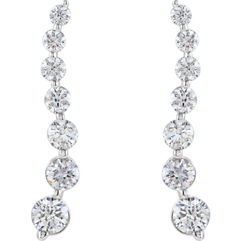 14k White Gold Journey Diamond Earrings