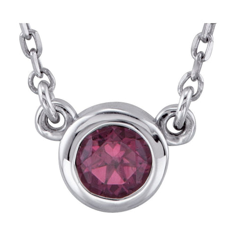 Sterling Silver Rhodolite Garnet Bezel 16" Necklace