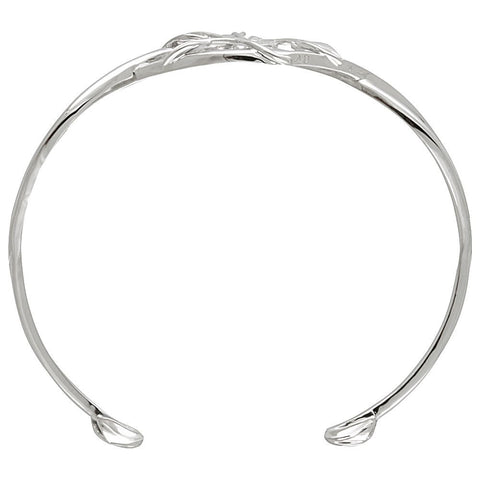 14k White Gold .05 CTW Diamond Leaf Design Cuff Bracelet
