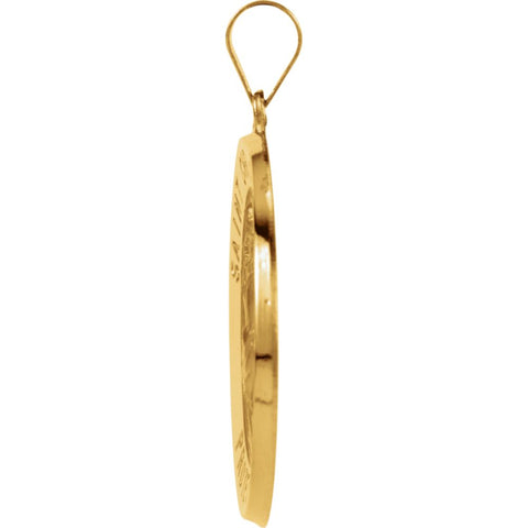 14k Yellow Gold 25.5mm Hollow Round St. Christopher Medal
