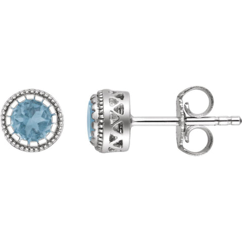14k White Gold Swiss Blue Topaz "December" Birthstone Earrings