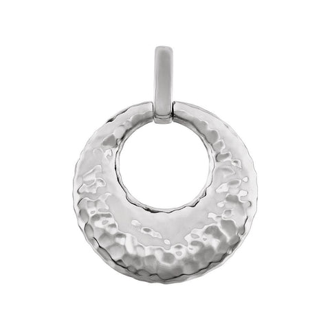 14k White Gold Hammered Circle Pendant
