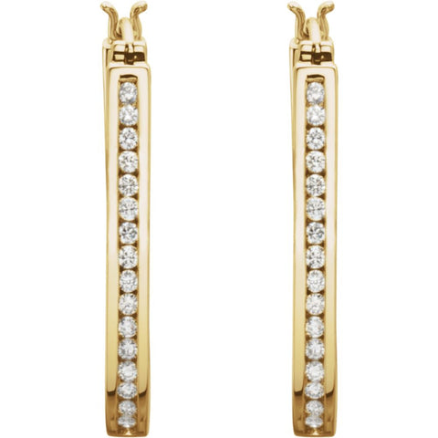 14k Yellow Gold 1 CTW Diamond Inside/Outside Hoop Earrings