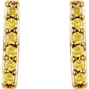 14k Yellow Gold 1/10 CTW Yellow Diamond Vertical Bar Earrings