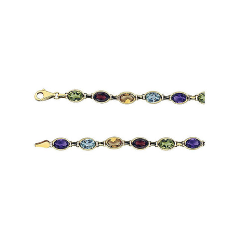 14k Yellow Gold Multi-Gemstone 7" Bracelet