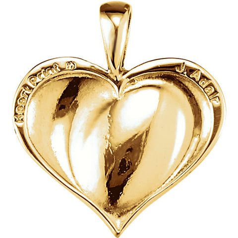 14k Yellow Gold 18.2x17.3mm Medium Heart print Pendant