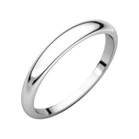 14k White Gold 3mm Half Round Tapered Band, Size 6