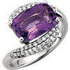 14K White Gold Amethyst & 3/8 CTW Diamond Ring (Size 6)
