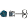 14K White Gold 5mm Round London Blue Topaz Earrings