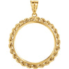 2.5mm Solid Rope Tab Back Frame Pendant For U.S. $10.00 or 1/2 Ounce Chinese Panda Coin in 14K Yellow Gold