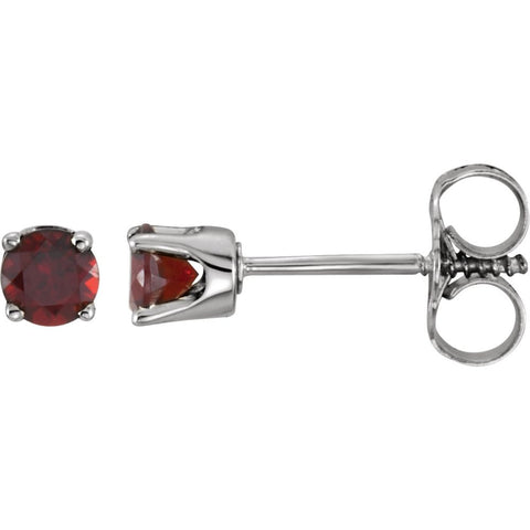 14k White Gold Mozambique Garnet Youth Earrings