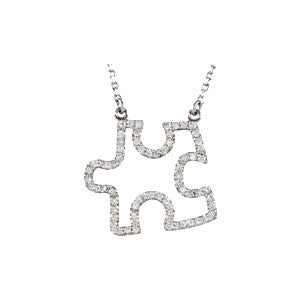14k White Gold Puzzle Piece Necklace