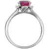 14k White Gold Lab Grown Ruby & 1/6 CTW Diamond Ring, Size 7