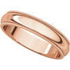 14k Rose Gold 4mm Milgrain Band, Size 8.5
