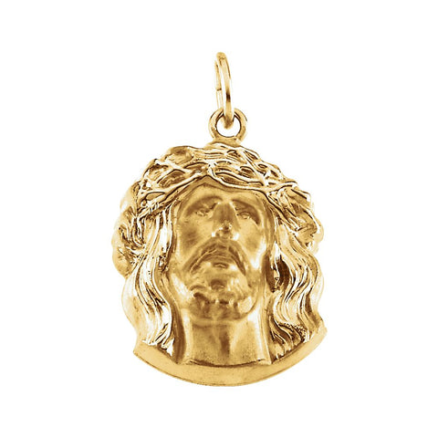 14k Yellow Gold 19x14mm Face of Jesus Pendant