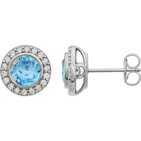 Sterling Silver Light Blue Cubic Zirconia Earrings