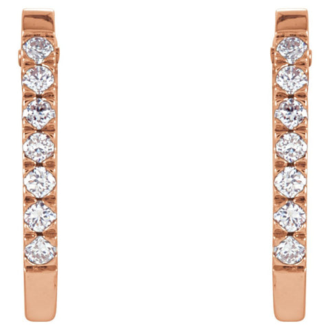 14k Rose Gold 1/5 CTW Diamond Hoop Earrings