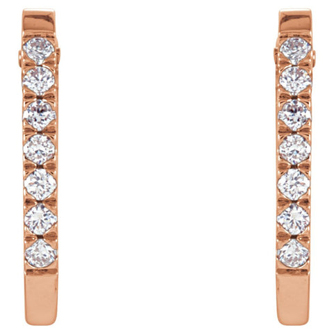 14k Rose Gold 1/5 CTW Diamond Hoop Earrings