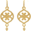 14k Yellow Gold Granulated Design Fashion Dangle Earrings with Backs