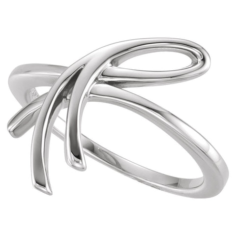 14k White Gold Freeform Ring, Size 7
