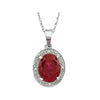 14K White Gold Lab Created Ruby & 0.02 CTW Diamond Necklace
