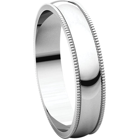 14k White Gold 4mm Light Milgrain Band, Size 11