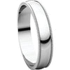 14k White Gold 4mm Light Milgrain Band, Size 5.5