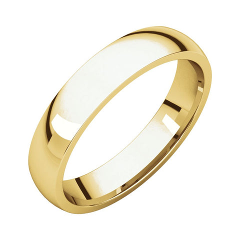 14k Yellow Gold 4mm Light Comfort Fit Band, Size 5