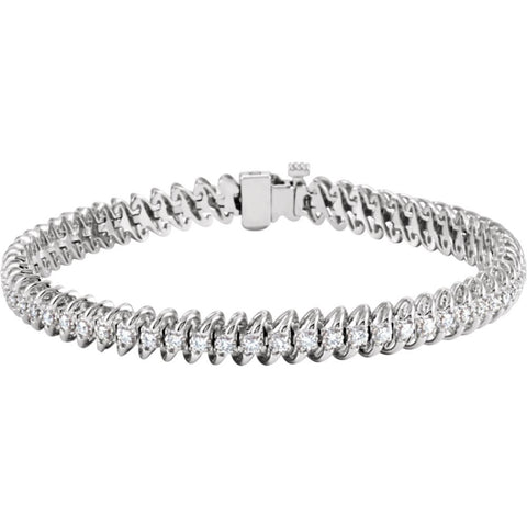 14k White Gold 1 1/4 CTW Diamond Line 7.25" Bracelet