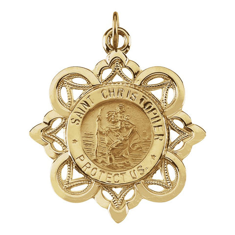 14k Yellow Gold 28.5x26mm St. Christopher Medal