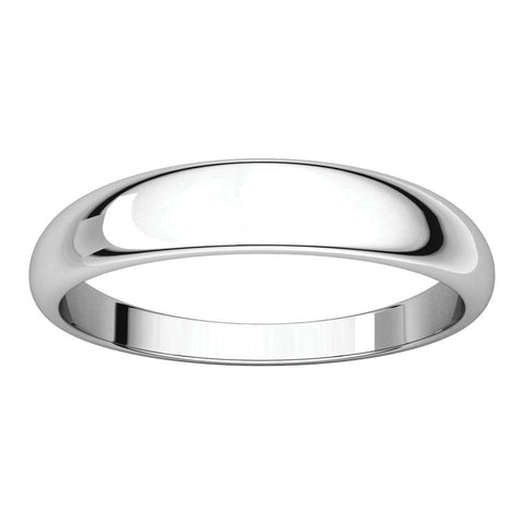 14k White Gold 4mm Half Round Tapered Band, Size 8